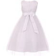 thumbnail image 2 of Flower Girl Dress Pearls Coilded Bodice Tulle Satin Skirt for Little Girl Cream 6 CC.5009, 2 of 4