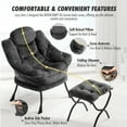 thumbnail image 3 of Avocahom Soft Fabric Lazy Chair with Foling Ottoman,Thick Padded Modern Accent Armchair,Contemporary Lounge Chair with Side Pocket,Reading chair with Footstool for bedroom,living room, 3 of 9