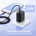 thumbnail image 3 of 45W 2Pack Super Fast Charger USB C Dual Port Android Phone Charger Type C Charging Block with 6FT Type-C Charger Cord Compatible for Samsung Galaxy S25 Ultra/S25+/S24 Ultra/S24+/S23/S22/S21/S20, 3 of 7
