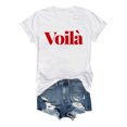 thumbnail image 4 of TSADFHJI Chandails en Molleton Femmes Grande Taille T-Shirt Décontracté Mode Couleur Unie Imprimé Lettre Col Rond Manches Courtes m Blanc, 4 of 4