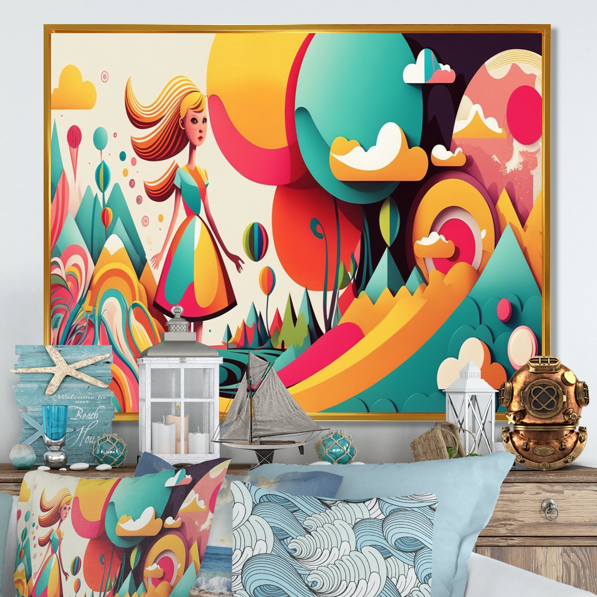 Lanterne Art Mural Plage Océan Fenêtre De La Mer Photos Côtières Décor