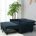 thumbnail image 3 of Newboti Furniture 58.27" Big Size Sofa Bed Navy Line Fabric Futon Couch with Adjustable Backrest, Modern Loveseat Sofa Sleeper for Living Room 03984, 3 of 16