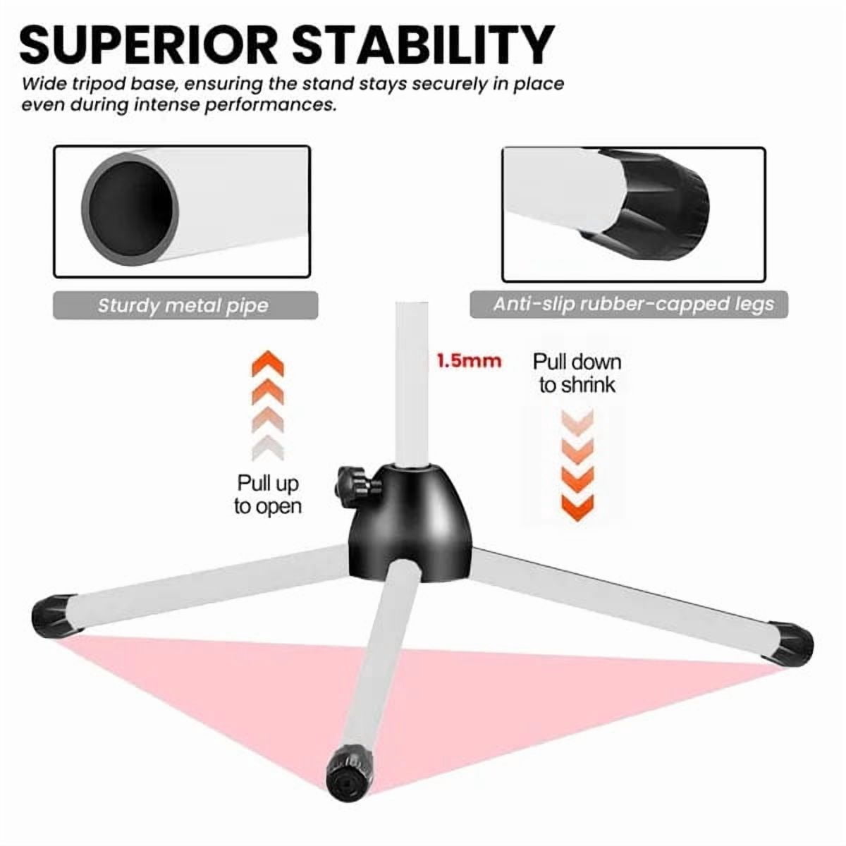 Tripod Mic Stand Floor 4Pcs Adjustable 18 to 72 Inches Sturdy Boom Arm Holder Microphone Stands Pedestal Para Microfono for Singing