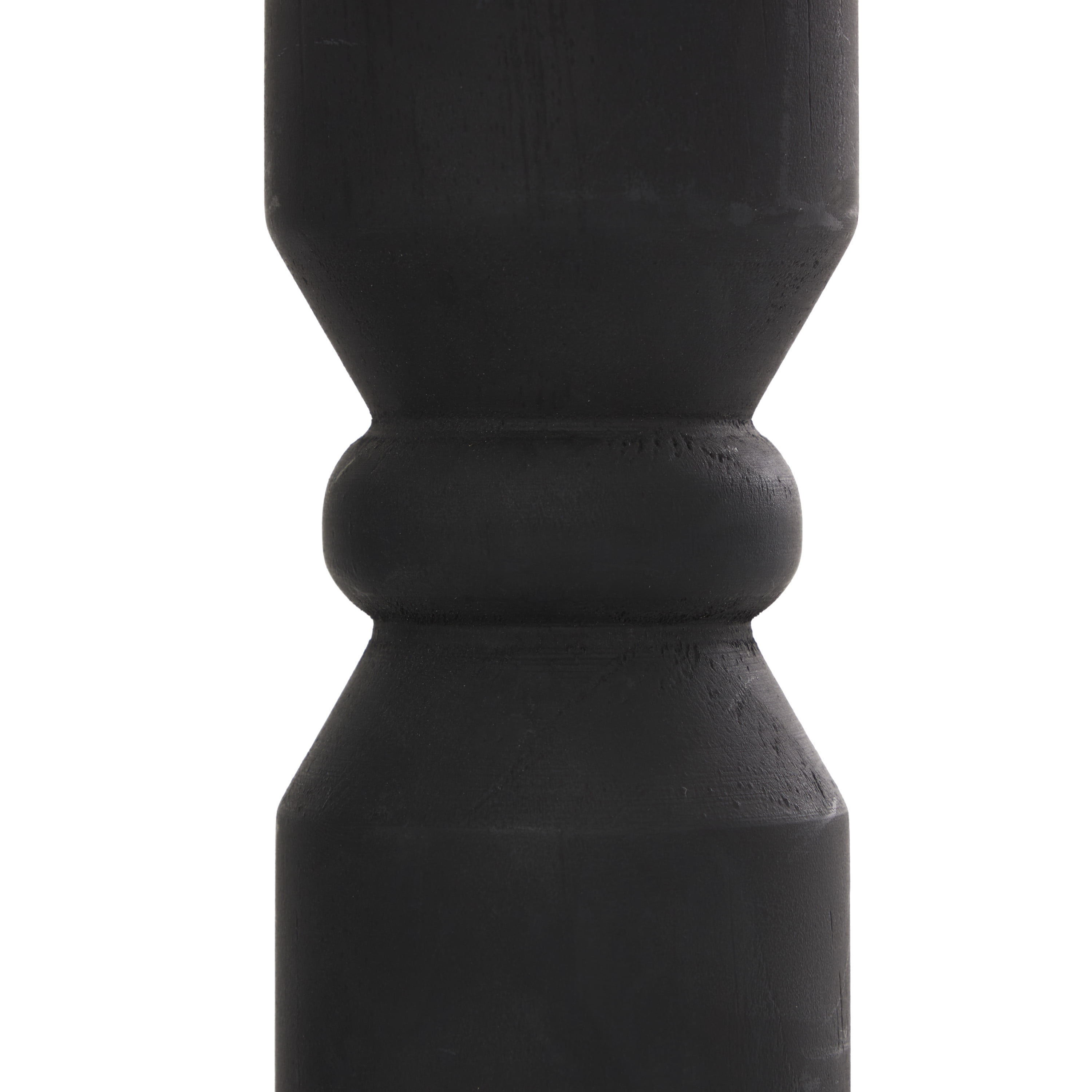 DecMode 2 Candle Black Wood Minimalistic Tapered Candle Holder, Set of 2