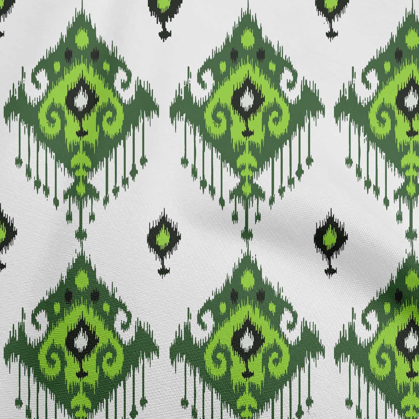 Bottle Green Cotton Silk Ikat Fabric main image 1