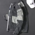thumbnail image 4 of Chaqueta vaquera de hombre a rayas estilo hip hop, abrigos vaqueros negros para hombre, estilo coreano, talla L, ropa grande, ropa original para hombre, ropa vaquera elástica de rock G, 4 of 4