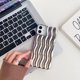 thumbnail image 3 of Funda para iPhone con diseño de ondas 3D y bordes rizados, de silicona suave, fina, a prueba de golpes (plateada brillante, iPhone 12/12 Pro), 3 of 8