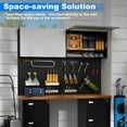 thumbnail image 5 of Metal Wall Cabinet, Garage Cabinet Wall Mounted with Gas Spring & Lock, Wall Mount Tool Cabinet for Workshop, Warehouse, Enclosed Trailers Cabinet, 13"D x 32"W x 14"H, Black, Assembly Required, 5 of 19