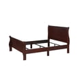 Dark Cherry Sleigh Design 1pc Queen Size Bed Bedroom Furniture Louis Phillipe Bed Bracket Feet Wooden