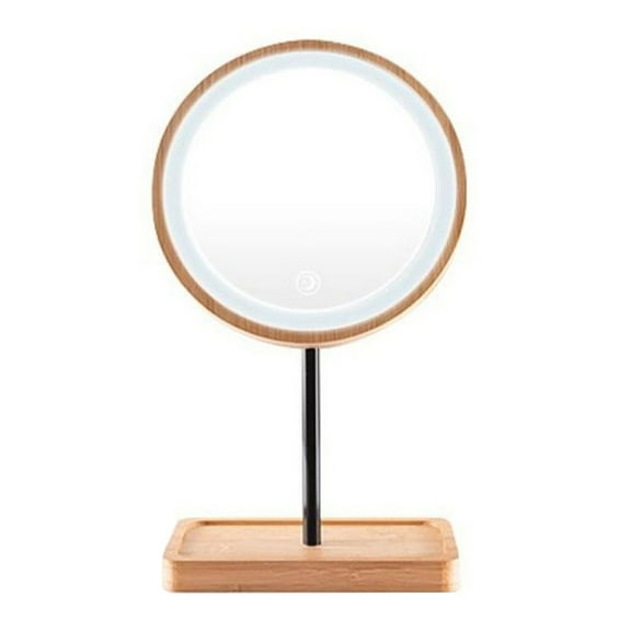 WHAMVOX Desktop Makeup Mirror Wood Color for Women 1Set 6.3x3.5x11.8in
