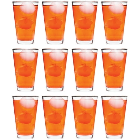 Vikko Water Tumblers, 9.5 Ounce All Purpose Drinking Glasses, Thick and Durable Construction, Tapered Design, Dishwasher Safe, Set of 12 Tall Glass Tumblers