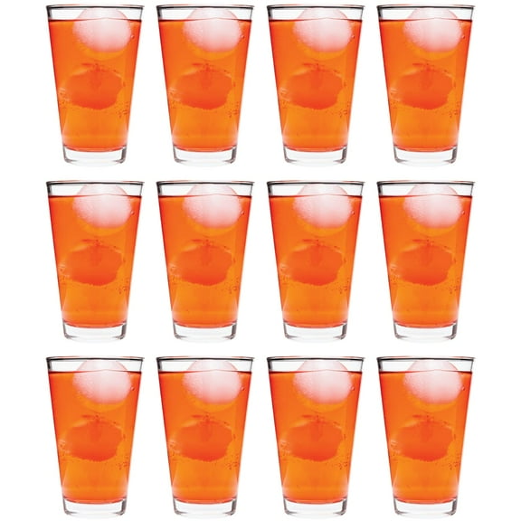 Vikko Water Tumblers, 9.5 Ounce All Purpose Drinking Glasses, Thick and Durable Construction, Tapered Design, Dishwasher Safe, Set of 12 Tall Glass Tumblers