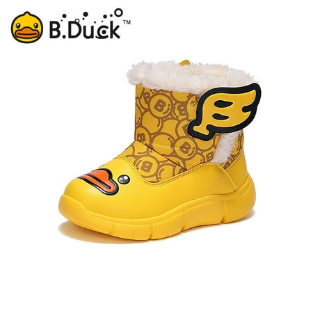 

B.Duck Boys Snow Boots Soft-soled Velvet Non-Slip High Top Shoes With Cartoon Duck Design For Fall Winter New