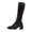 Black, variant on Polka Stretch Heel Knee High Boots Round Toe Mid Calf Long Footwear