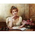 thumbnail image 2 of Kilburne, George Goodwin 32x26 Gold Ornate Wood Framed with Double Matting Museum Art Print Titled - The Letter, 2 of 4