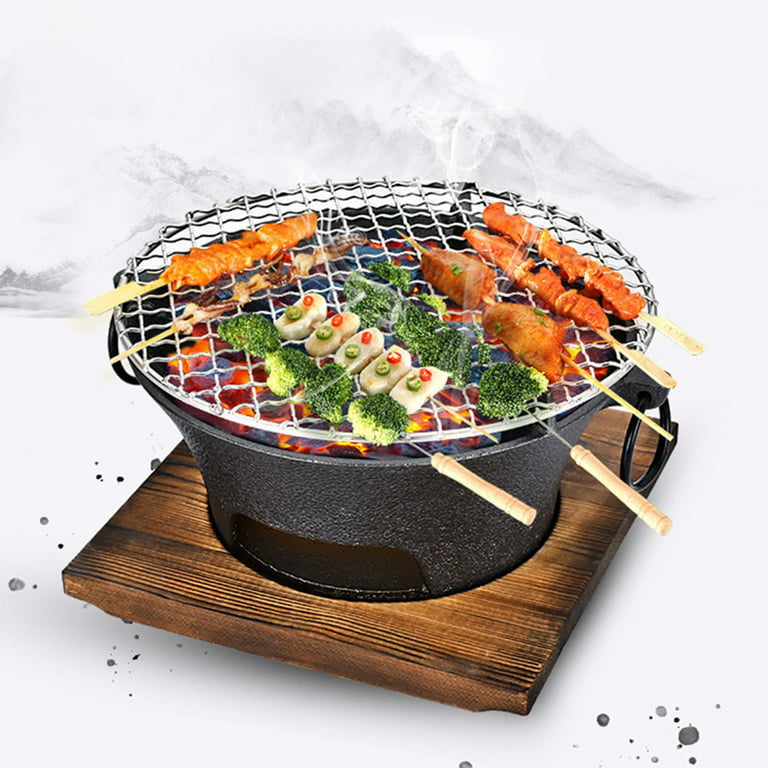 Portable cast iron charcoal bbq grill barbecue grills table top BBQ hot pot  stove Chinese retro style heating stove Aluminum pan - AliExpress
