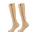 thumbnail image 1 of Bas Longueur Mollet pour Femmes Bas de Compression Longueur Mollet avec Fermeture Éclair Respirant Antidérapant Résistant au Froid Couleur Unie Imprimé Rayé, 1 of 8