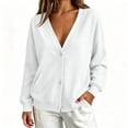 thumbnail image 6 of Dwellite Women's V-Neck Button Down Cardigan Sweatshirt Oversized Long Sleeve Open Front Loose Fit Jacket with Pockets 2026 White 2XL, 6 of 8