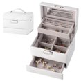 thumbnail image 2 of 3-Layer PU leather Jewelry Box Jewellery Storage Organizer Display Case for Rings Earrings Necklaces, 2 of 8