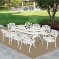 thumbnail image 7 of MEETWARM 9-Piece Outdoor Patio Dining Set, 8 Outdoor Dining Chairs and 1 Oval Table with 2" Umbrella Hole, All Weather Cast Aluminum Patio Funiture Set for Backyard, Garden, Patio,White, 7 of 7
