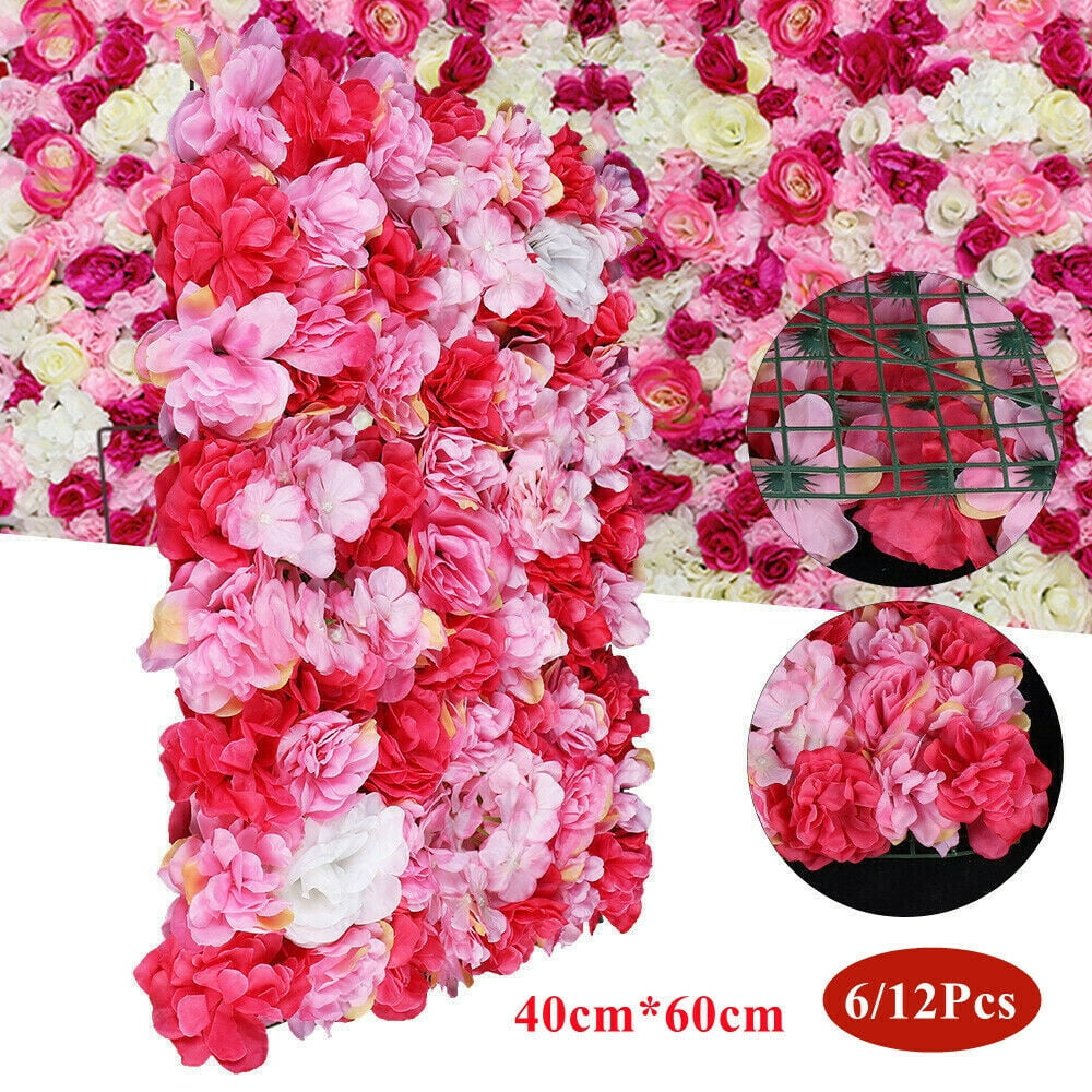 6 Pieces Artificial Flower Wall Panels Wedding Party Venue Decor 60 x 40cm 