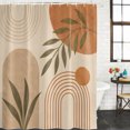 thumbnail image 2 of Boho Leaves Bathroom Shower Curtains with 12 Hooks Polyester Waterproof Shower Curtain for Stalls and Bathtubs Middle Century Vintage Terracotta Lines Decorative Bathroom Privacy Curtain 54x78 Inches, 2 of 9
