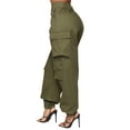 thumbnail image 6 of Seyurigaoka Women Loose Cargo Pants Casual Elastic Solid Color High Waist Basic Harem Trousers with Pockets for Streetwear, 6 of 9
