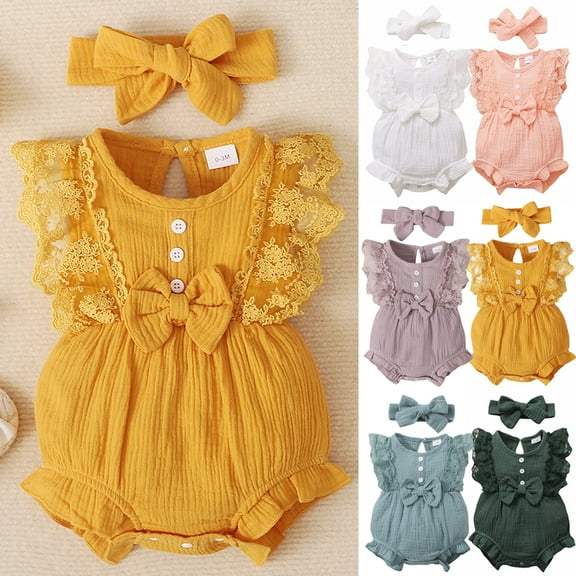 Maxcozy Toddler Baby Girl Solid Bodysuit Romper Jumpsuit One-Pieces Clothes Outfits