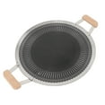 thumbnail image 1 of Korean Grill Pan, Stainless Steel Non Stick BBQ Griddle with Wooden Handle, Fast Heating, Suitable for Induction, Gas, Electric Ceramic, 1 of 7