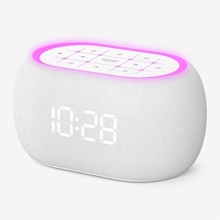 White Noise Sound Machine Alarm Clock with Bluetooth Speaker, Hi-Fi Stereo Sound, 21 Soothing Sounds/7 Night Lights, 0-100% Dimmer/Sleep Timer, Soother for Teens Kids Girls, Bedroom, Pink