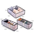 thumbnail image 2 of SEARCHI Foldable Clothes Organizer Box, Mesh Closet Underwear Storage Bins, Grey Washable Folded Wardrobe Drawer Dividers Set, 6/7/11 Compartment/Grids for Clothing Socks Jeans Pants Ties Scarves Bras, 2 of 7