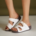 thumbnail image 2 of HomeDM Women's Wedge Sandals Summer Flatform Comfort Plantar Slip On Sandals for Beach Travel, White Size 7, 2 of 8