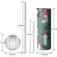 thumbnail image 5 of 20oz Red Mushroom Leaf Green Pattern Skinny Tumblers Stainless Steel Tumbler with Lid and Straw,Vacuum Insulated Double Wall Travel Tumbler Cups with Cleaning Brush for Coffee,Tea, 5 of 6