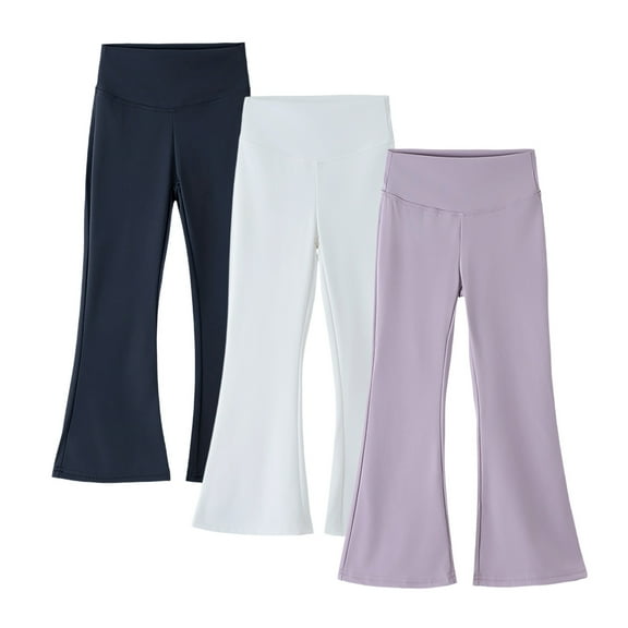 StSilkitty 3 Pack Girls Flare Leggings Bell Bottom Yoga Athletic Trousers Solid Color High Waisted Stretch Flared Pants