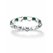 PalmBeach Jewelry Simulated Birthstone Interlocking Stackable Eternity Heart Ring in .925 Sterling Silver