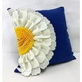 thumbnail image 3 of Fennco Styles Handmade 3D Half Sunflower Cotton Canvas Decorative Throw Pillow Cover 18"W x 18"L - Navy Blue Floral Cushion Case for Couch, Bedroom and Living Room Décor, 3 of 5