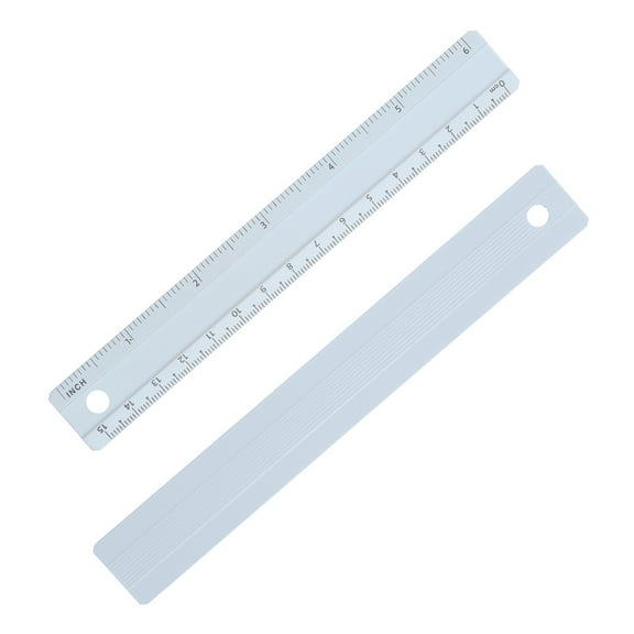 6 Inch Metal Ruler, 2Pcs Aluminum Alloy Metric Ruler with Inches and Centimeters Precision Measuring for Office Engineering Drafting Style 2, Blue