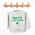 thumbnail image 2 of Bump and Beyond Designs Kiss Me I'm Cute, Toddler St. Patrick's Day Sweatshirt (Heather Grey 2T), 2 of 5