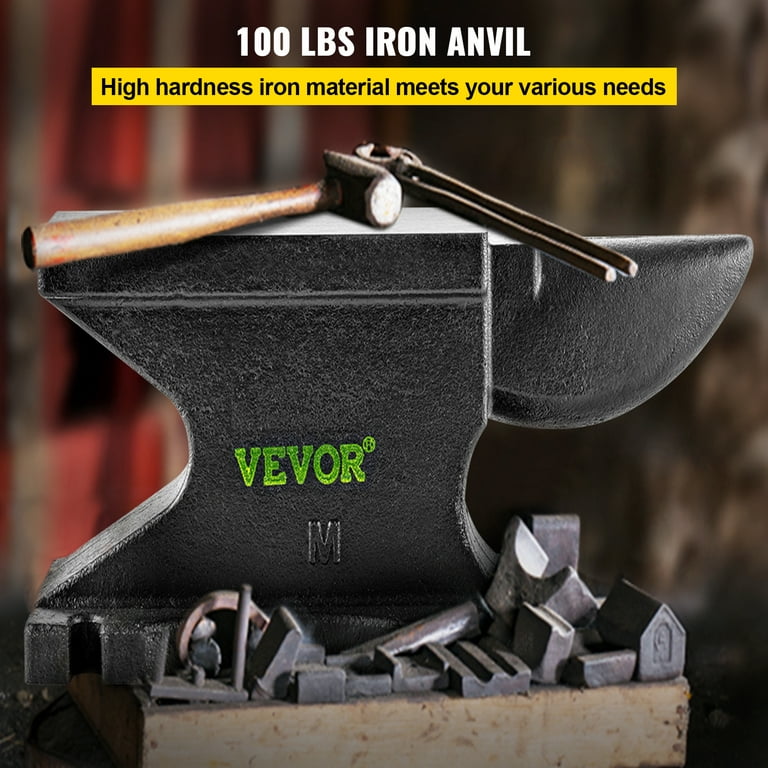 Cast Iron Anvil, High Hardness Rugged Round Horn Anvil Blacksmith, Small  Anvil Stable Workbench Blacksmith Anvil Forge Tool (Black)