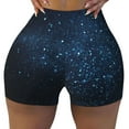 thumbnail image 2 of Haiem Blue Glitter Retro No Front Seam Biker Shorts for Women Yoga Workout Gym Bike Shorts with Tummy Control Moisture-Wicking-Large, 2 of 9