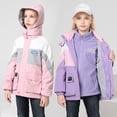 thumbnail image 1 of Besly Kids Girls Rain Jacket Girls Outdoor Floral Fleece Lined Light Windproof Jacket with Hood, 1 of 10