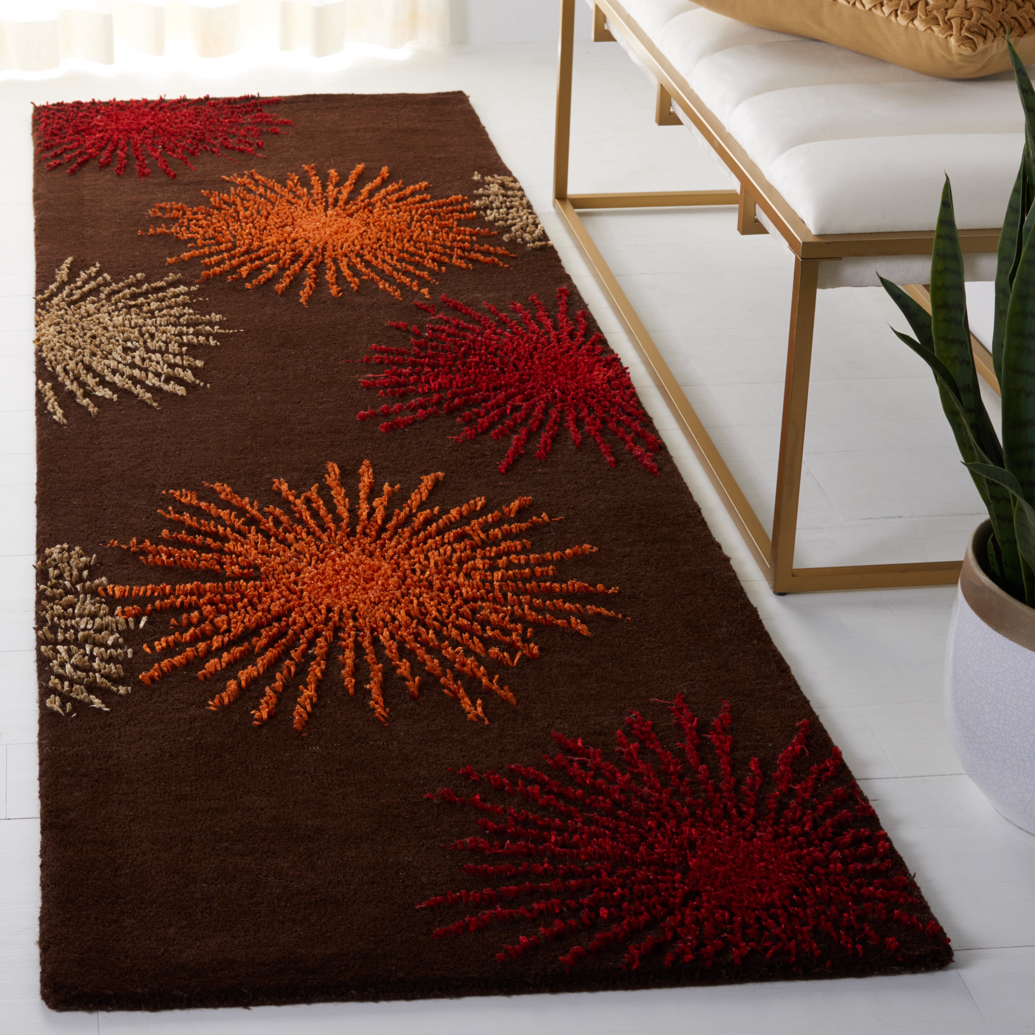 SAFAVIEH Soho Fiesta Geometric Runner Rug, Brown/Multi, 2'6" x 6'