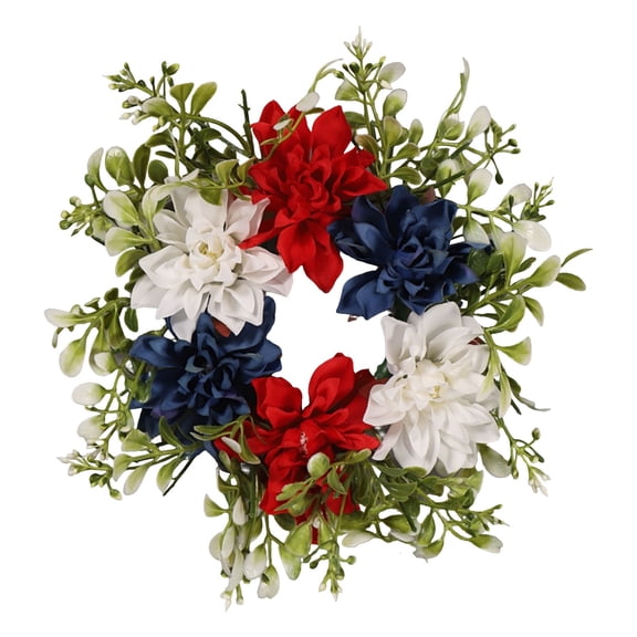 4Th of July Wreaths Artificial Hydrangea Candle Rings Holde, Binkne Patriotic Red, White and Blue Floral Decoration for Pillar Candle Table Centerpiece