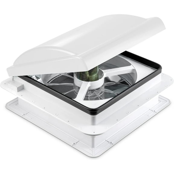 Hike Crew 14” RV Roof Vent Fan, Manual Open/Close | White Lid | Screws & Garnish Included