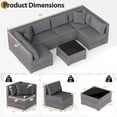 thumbnail image 3 of Gymax 7PCS Patio Rattan Sectional Sofa Set Outdoor Furniture Set w/ Grey Cushions, 3 of 10