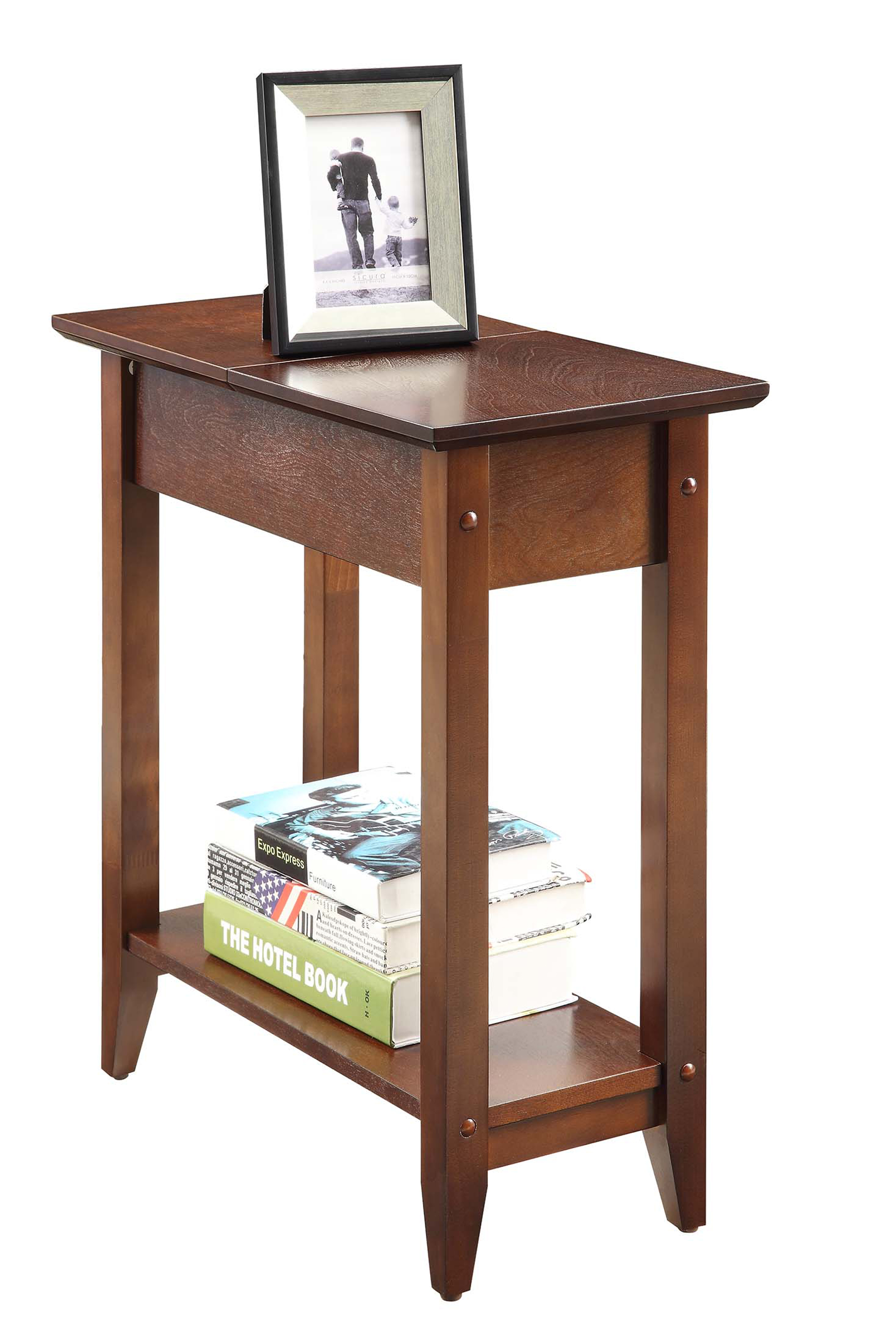 Convenience Concepts American Heritage Flip Top End Table with Shelf, Black