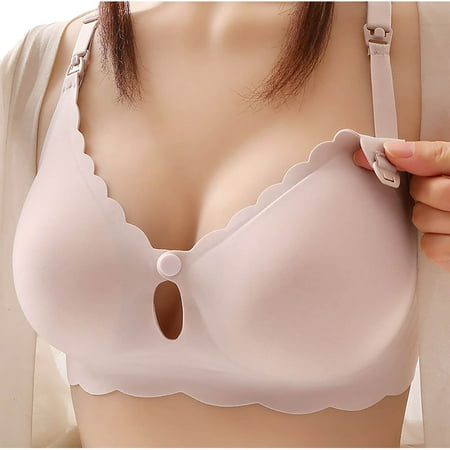 Savings Under $15 Nexjvus Nursing Bras Removable Strap Wirefree Front Open Front Open Button Maternity Bra Fashion Bra Size S-XL