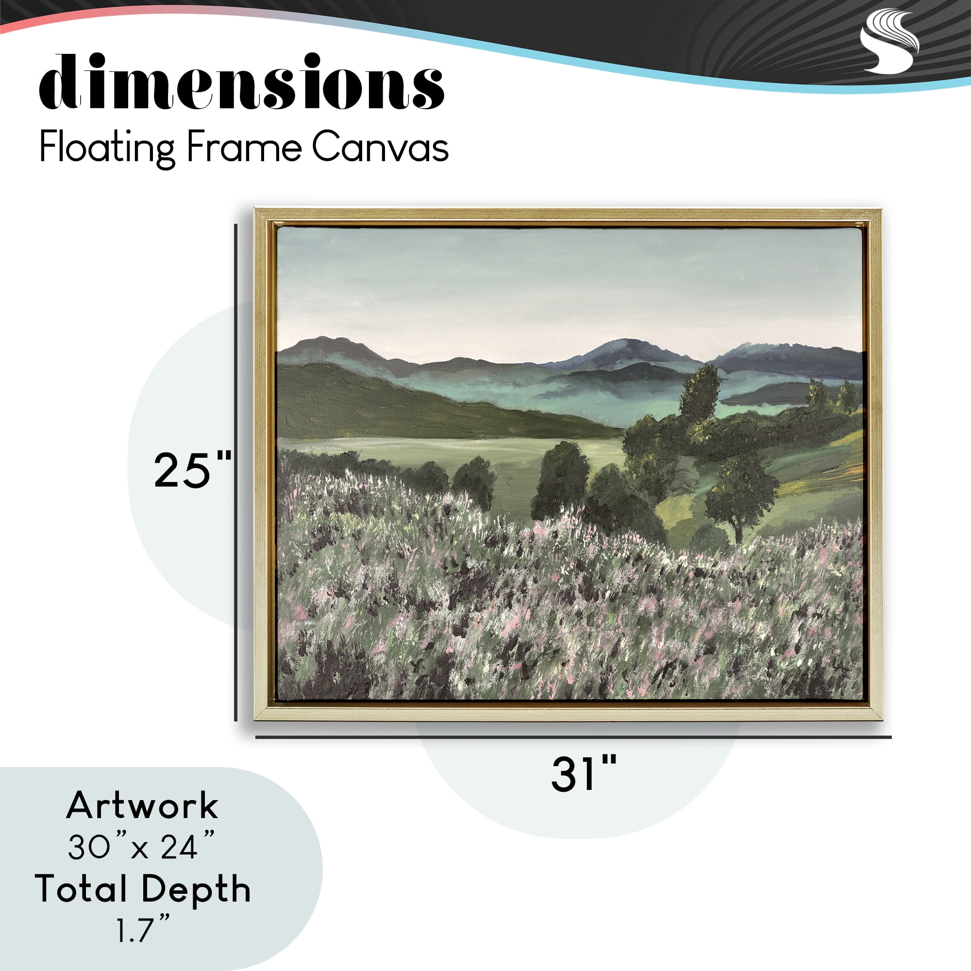 Stupell Industries Windblown Meadow Blooms Gold Framed Floater Canvas Wall Art, design by Lee Ann Zirbes