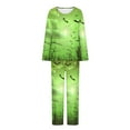 thumbnail image 4 of QIUOMBBP 2 Piece Outfits for Women Halloween Printed Long Sleeve Shirt and Pajama Pants Lounge Sets Fall Winetr Clothes, Green, S, 4 of 7