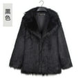 thumbnail image 5 of Elainilye Fashion Womens Faux Fur Coat Ladies Warm Faux Furry Long Coat Jacket Winter Solid V-neck Outerwear,Black, 5 of 6